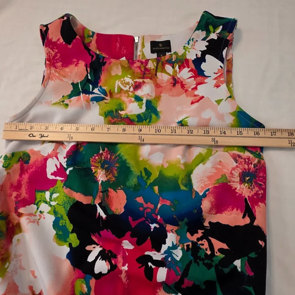 Worthington Abstract Floral Print Sleeveless Dress, Size Small - Picture 7 of 7